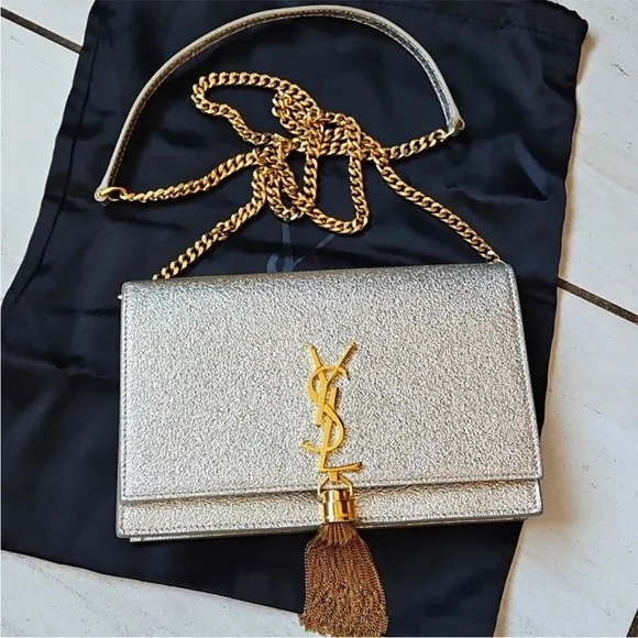 Yves Saint Laurent Gold Chain Tassel Bag - Picture 3 of 15